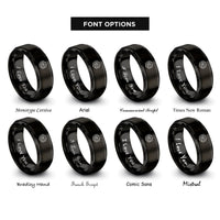 font options for inside engraving on black isometric cube grid rings