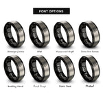 font options for inside engraving on black & silver isometric cubes rings
