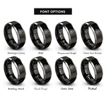 font options for inside engraving on black & silver isometric cubes rings