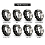 font options for inside engraving on black & silver isometric cubes rings