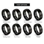 font options for inside engraving on black isometric dot grid rings