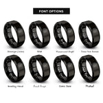 font options for inside engraving on black isometric dot grid rings