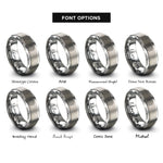 font options for inside engraving on grey isometric dot grid rings