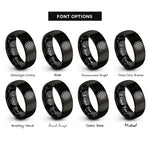 font options for inside engraving on black isometric line grid rings