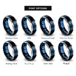 font options for inside engraving on blue & gray isotherm lines rings