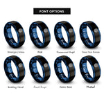 font options for inside engraving on black & blue isotherms temperature lines rings