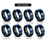 font options for inside engraving on black & blue isotherms temperature lines rings