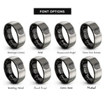 font options for inside engraving on black & silver isotherms temperature lines rings