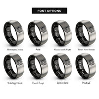 font options for inside engraving on black & silver isotherms temperature lines rings
