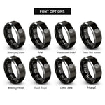 font options for inside engraving on black & grey isotherms temperature lines rings