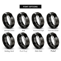 font options for inside engraving on black & grey isotherms temperature lines rings