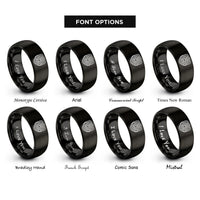 font options for inside engraving on black isotherms temperature lines rings