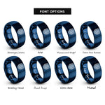 font options for inside engraving on blue isotherms temperature lines rings