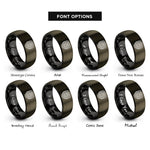 font options for inside engraving on gunmetal & black isotherms temperature lines rings