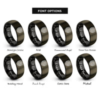 font options for inside engraving on gunmetal & black isotherms temperature lines rings