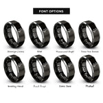 font options for inside engraving on black & silver italy rings