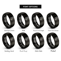 font options for inside engraving on black italy rings