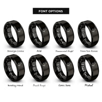 font options for inside engraving on black italy rings