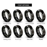 font options for inside engraving on black & grey italy boot rings
