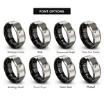 font options for inside engraving on black & silver italy boot rings