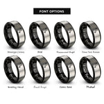 font options for inside engraving on black & silver italy boot rings