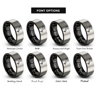 font options for inside engraving on black & silver italy boot rings