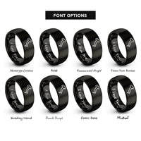 font options for inside engraving on black italy boot rings