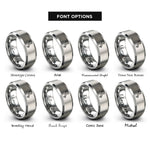 font options for inside engraving on silver italy boot rings