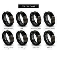 font options for inside engraving on black iv bag rings