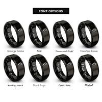 font options for inside engraving on black iv bag rings