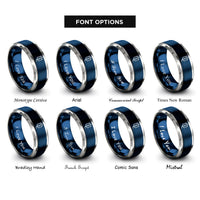 font options for inside engraving on blue & silver iv bag rings
