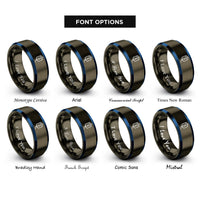 font options for inside engraving on gunmetal & blue iv bag rings