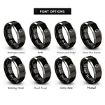 font options for inside engraving on black & silver iv drip bag rings