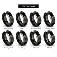 font options for inside engraving on black & silver iv drip bag rings