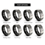 font options for inside engraving on black & silver iv drip bag rings
