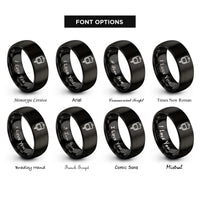 font options for inside engraving on black iv drip bag rings