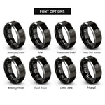 font options for inside engraving on black & grey ivy vine rings