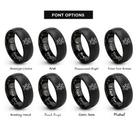 font options for inside engraving on black ivy vine rings