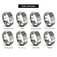 font options for inside engraving on silver ivy vine rings