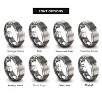 font options for inside engraving on silver ivy vine rings