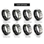 font options for inside engraving on black & silver j hook worm rings