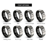font options for inside engraving on black & silver j hook worm rings