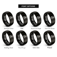 font options for inside engraving on black j hook worm rings