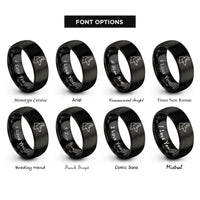 font options for inside engraving on black jackal rings