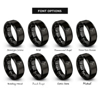 font options for inside engraving on black jackal rings