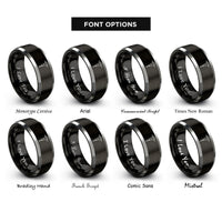font options for inside engraving on black & gray jackhammer rings