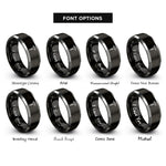 font options for inside engraving on black & silver jackhammer rings