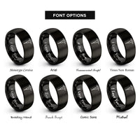 font options for inside engraving on black jackhammer rings