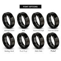 font options for inside engraving on black jackhammer rings