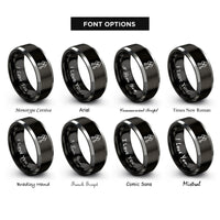 font options for inside engraving on black & silver jail keys rings